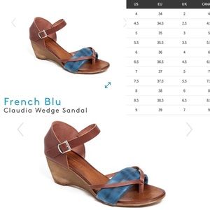 French Blu Claudia Wedge Sandal Leather 39 9